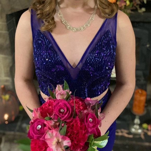 rachel allan two-piece purple homecoming formal dress - Picture 6 of 11